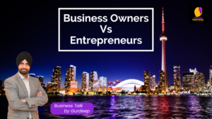 A graphic with the Toronto skyline at the back and a picture of Gurdeep Lall, owner of Mango Madness