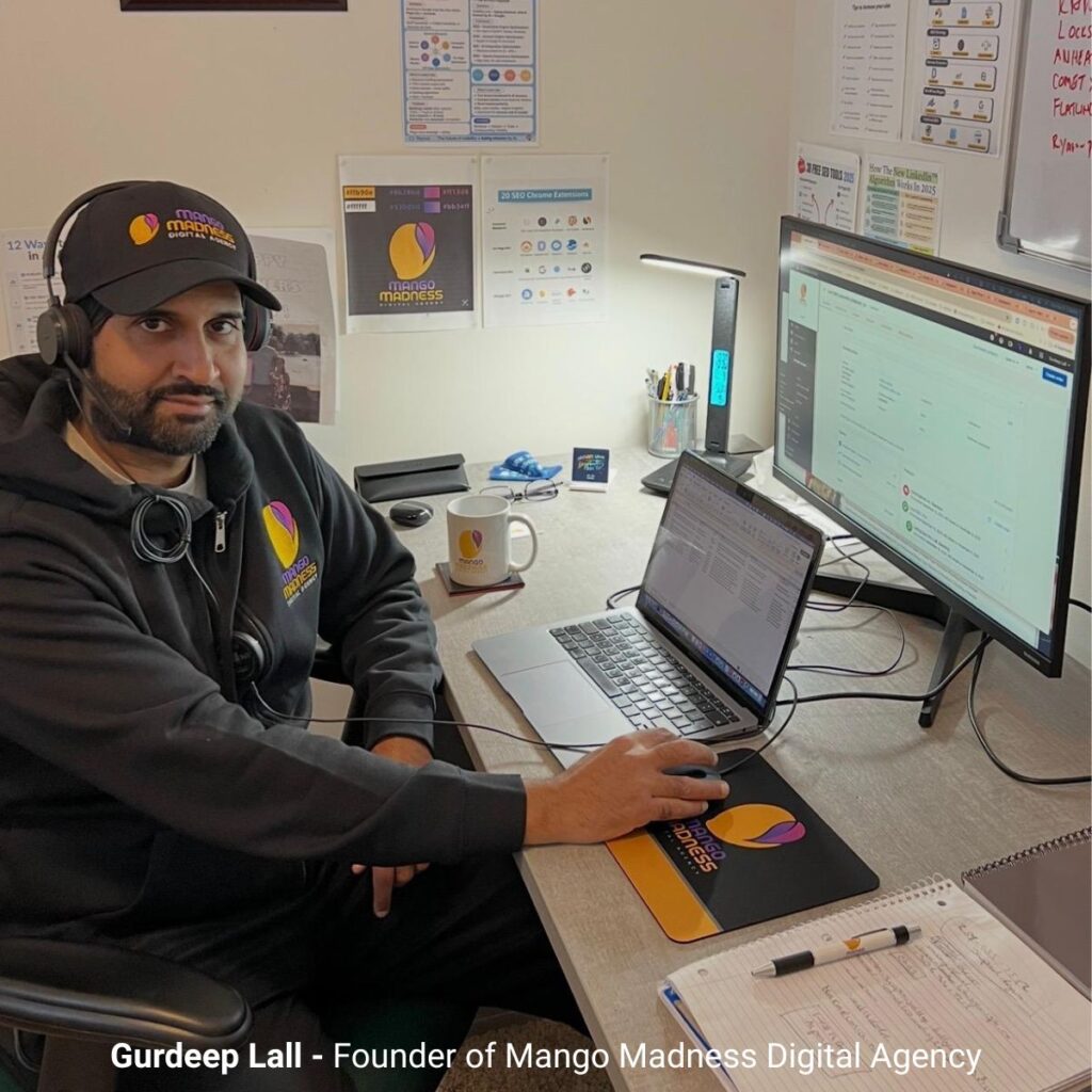 Gurdeep Lall - CEO of mango madness digital agency in his office
