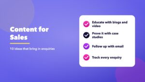 Content for sales checklist showing how small businesses turn content into enquiries